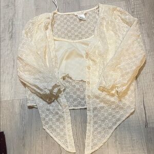 Elegant Cream Floral Lace Blouse